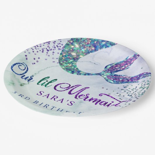 Assiettes En Carton Mignonne violet vert Parties scintillant moderne S (Angle)