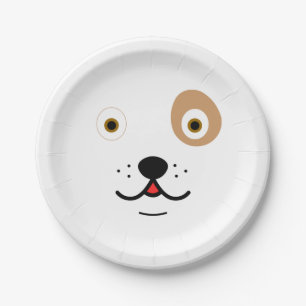 Assiettes En Carton Mignonne visage de chien