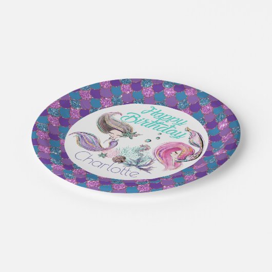 Assiettes En Carton Mignonnes Parties scintillant avec nom personnalis (Angle)