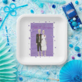 Assiettes En Carton Mignonnes Skeletons Lavender Étoiles Halloween Mar (Fête)