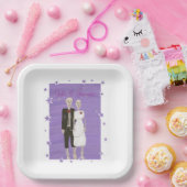 Assiettes En Carton Mignonnes Skeletons Lavender Étoiles Halloween Mar (Fête)