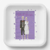 Assiettes En Carton Mignonnes Skeletons Lavender Étoiles Halloween Mar (Recto)