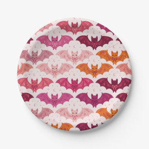 Assiettes En Carton Mignons chauves-souris roses d'Halloween avec des