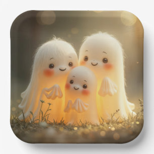 Assiettes En Carton Mignons Fantômes d'Halloween