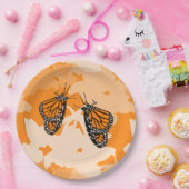 Assiettes En Carton Mignons Papillons Monarque Orange Jouant (Fête)