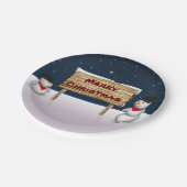 Assiettes En Carton Mignons Snowmen souhaitant Joyeux Noël (Angle)