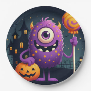 Assiettes En Carton Mignons, violet ruse ou le monstre qui traite