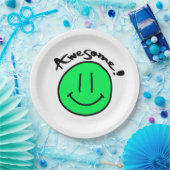 Assiettes En Carton Mikitiez face souriante école été printemps vert (Fête)