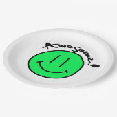 Assiettes En Carton Mikitiez face souriante école été printemps vert (Angle)