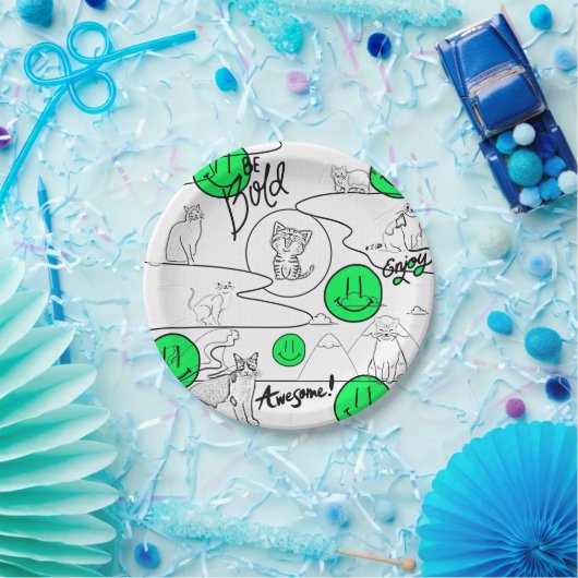 Assiettes En Carton Mikitiez meow été fêter plage (Fête)