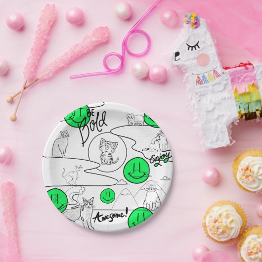 Assiettes En Carton Mikitiez meow été fêter plage (Fête)