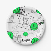 Assiettes En Carton Mikitiez meow été fêter plage (Devant)