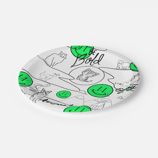 Assiettes En Carton Mikitiez meow été fêter plage (Angle)