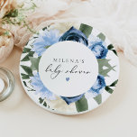Assiettes En Carton MILENA Dusty Blue Slate Floral Boy Baby shower<br><div class="desc">La collection MILENA présente des flores d'aquarelle bleu poussiéreux et de la verdure associée à une police de caractères élégante. Cette collection de baby showers est parfaite pour un nouveau bébé en route !</div>