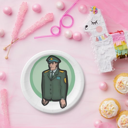 Assiettes En Carton Militaire (Fête)