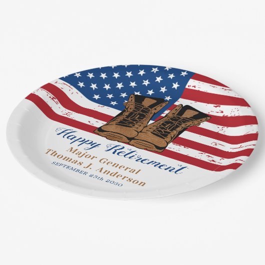 Assiettes En Carton Militaire L'Armée Américaine Drapeau Botte Parti d (Angle)