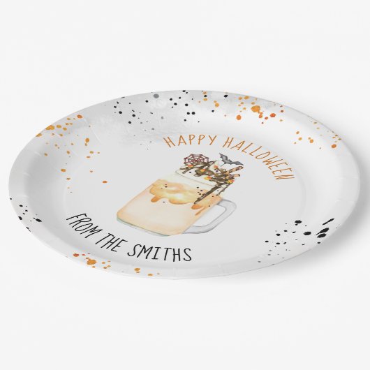 Assiettes En Carton Milkshake Fou Extrême Halloween Tricoter Ou Traite (Angle)