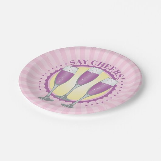 Assiettes En Carton Mimosa Champagne Violet Vêtements Plaques en papie (Angle)