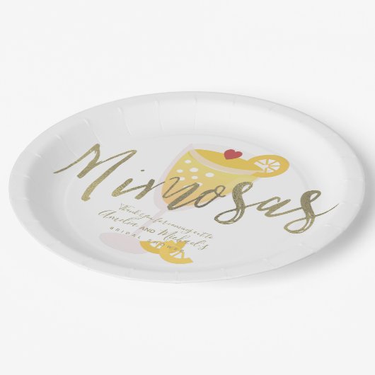 Assiettes En Carton Mimosa Remerciement Mariage Or Jaune (Angle)