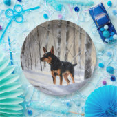 Assiettes En Carton Mince Pinscher Laisser Neige Noël (Fête)