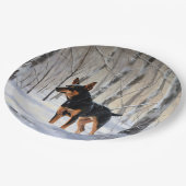 Assiettes En Carton Mince Pinscher Laisser Neige Noël (Angle)