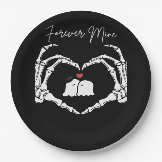 Assiettes En Carton Mine, Valentines Classic - Squelette Mains Entendr (Devant)
