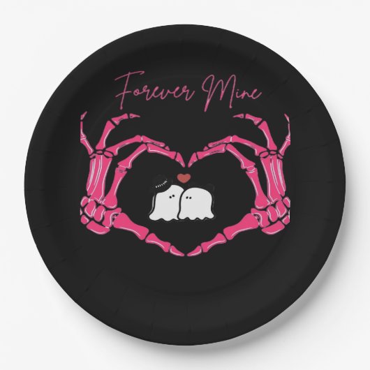 Assiettes En Carton Mine, Valentines Classic - Squelette Mains Entendr (Devant)