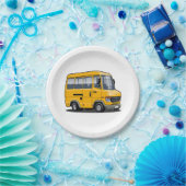 Assiettes En Carton Mini bus caricature (Fête)
