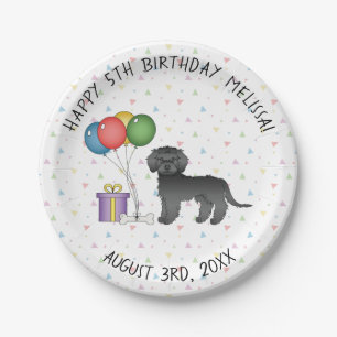 Assiettes En Carton Mini Goldendoodle noir Anniversaire de chien de de