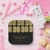 Assiettes En Carton Mini Noir et Or Trente Anniversaire (Fête)