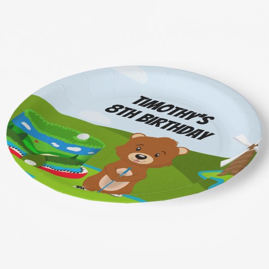 Assiettes En Carton Mini Putt Putt Anniversaire mignonne Gopher (Angle)