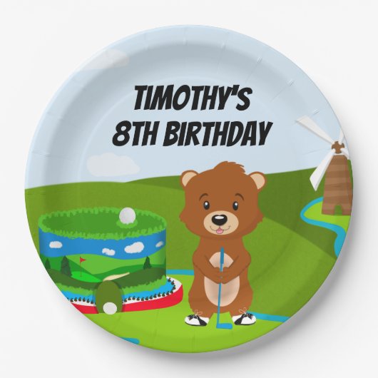 Assiettes En Carton Mini Putt Putt Anniversaire mignonne Gopher (Devant)