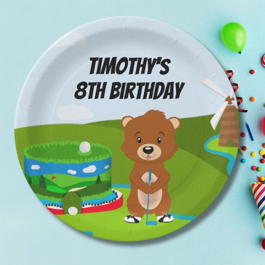 Assiettes En Carton Mini Putt Putt Anniversaire mignonne Gopher