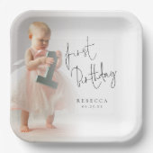Assiettes En Carton Mini-superposition de photo Script 1er anniversair (Recto)