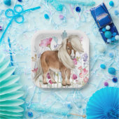 Assiettes En Carton Miniature Cheval et Plaques en papier Fleur sauvag (Fête)