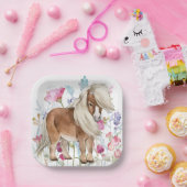 Assiettes En Carton Miniature Cheval et Plaques en papier Fleur sauvag (Fête)