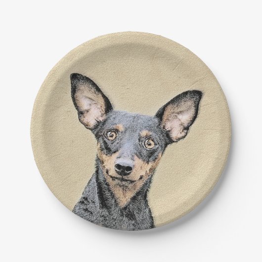 Assiettes En Carton Miniature Pinscher Peinture mignonne Chien Art ori (Devant)