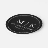Assiettes En Carton Minimal et chic | Noir Mariage Monograms Classic (Angle)