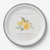 Assiettes En Carton Minimal Lemon Botanical Boho Love Merci Mariage (Devant)