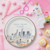 Assiettes En Carton Minimal Los Angeles, Californie Mariage d'aquarell (Fête)