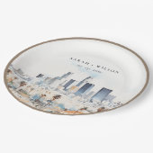 Assiettes En Carton Minimal Los Angeles, Californie Mariage d'aquarell (Angle)