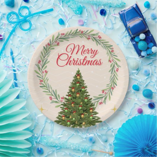 Assiettes En Carton Minimal Merry Christmas Party Design (Fête)