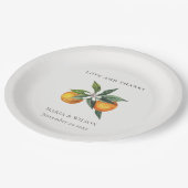 Assiettes En Carton Minimal Orange Botanique Aimer Merci Mariage (Angle)