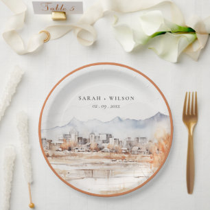 Assiettes En Carton Minimal Salt Lake City Utah Watercolor Mariage