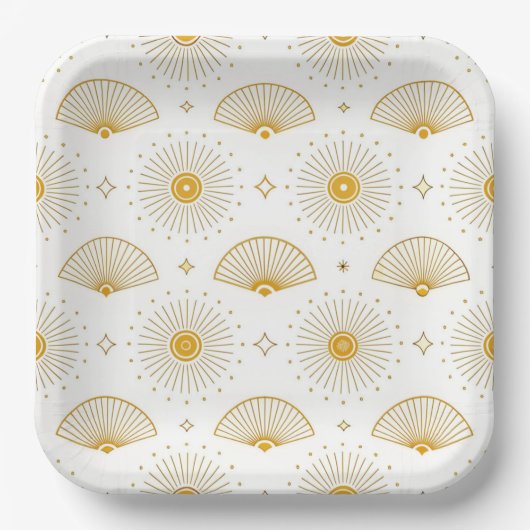 Assiettes En Carton Minimal Sunburst – Modern Golden Rays Pattern for (Recto)