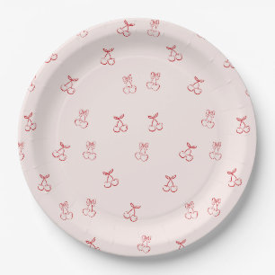 Assiettes En Carton Minimalisme de contour de cerise