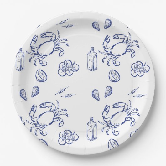 Assiettes En Carton Minimalisme des aliments marins (Devant)