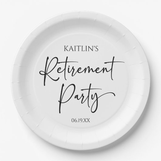 Assiettes En Carton Minimalist Modern Elegant Retirement Party (Devant)