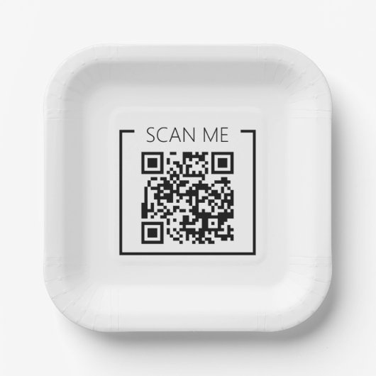 Assiettes En Carton Minimalist QR Code Scan Me Business (Recto)