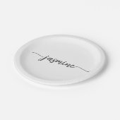 Assiettes En Carton Minimalist White Girly Calligraphy Monogram Script (Angle)